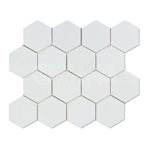Thassos White Greek Marble 3 inch Hexagon Mosaic Tile