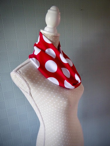 red spotted scarf spotted loop scarf red polka dot snood polka dot cowl