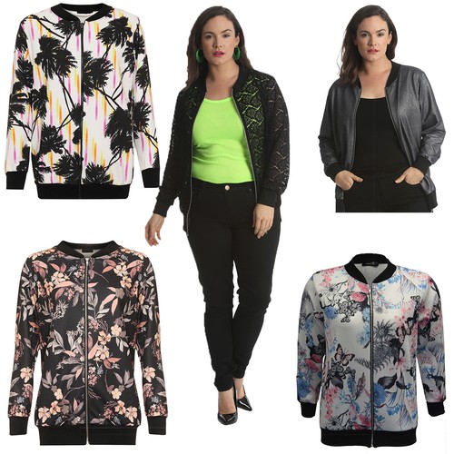 New Ladies Bomber Jacket Womens Plus Size Floral Lace Coat Varsity Rib Nouvelle