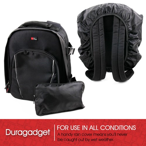 Black Water-Resistant Backpack with Raincover for Olympus OM-D E-M5 Mark II
