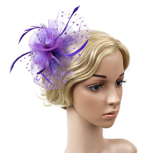 Lady Wedding Races Church Pillbox Hat Hair Clip Handmade Fascinator Veil Feather