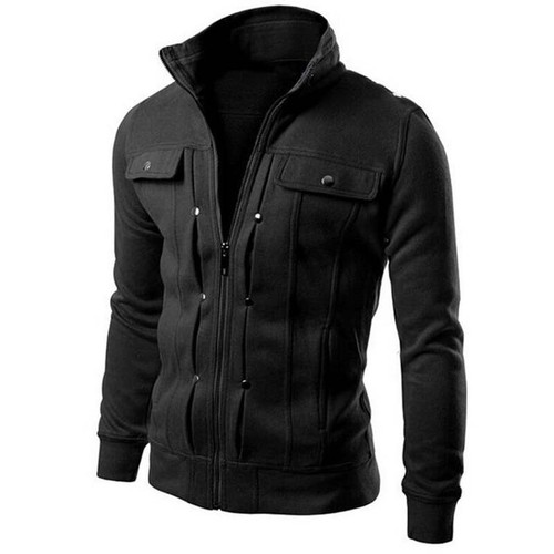 Men’s New Military Jacket Tops Slim Blazer Collar Fit Winter Outwear Stand Coat