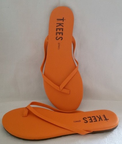 TKEES ZINC Leder gepolstert orangefarben Damensandale Zehentrenner neu Gr 42