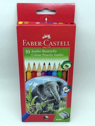 111210 Faber Castell 10 Jumbo Buntstifte mit Spitzer Colour Malstifte Stifte