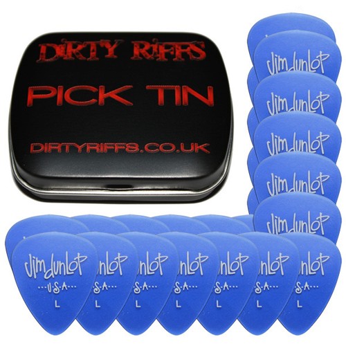 Blue Light In A Handy Pick Tin Plectrums 24 x Dunlop Gels Guitar Picks