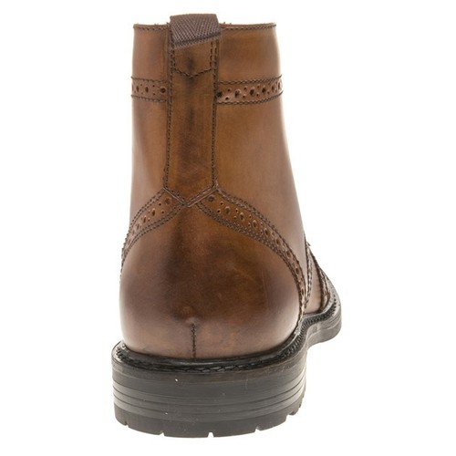 New Mens Base London Tan Solid Leather Boots Brogue Lace Up