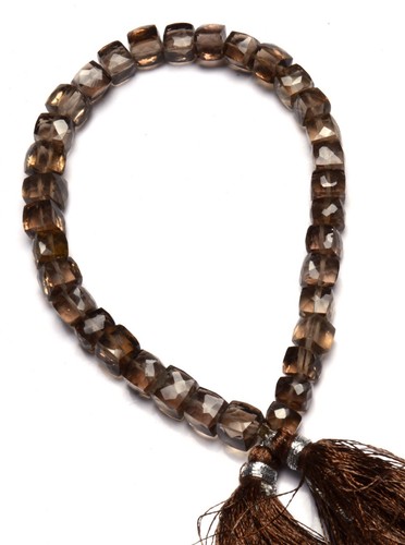 Cube Shape Beads Strand 8.5/" Natural Gem Smoky Quartz Faceted 6.5MM Approx