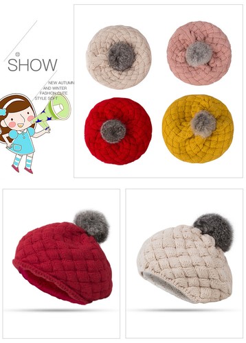 New Baby Winter Hat Knit Crochet Baby Beret Girl Cap For Children Cotton Warm
