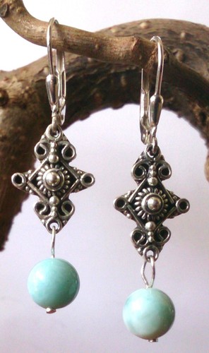 Larimar aretes 925 plata única atlantisstein brisur ohrhänger Orient