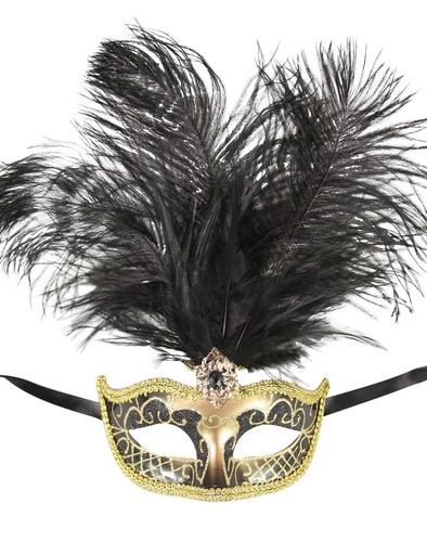 Carnival Feather Mask with Glitter Women Masquerade Prom Ball Mardi Gras Wedding