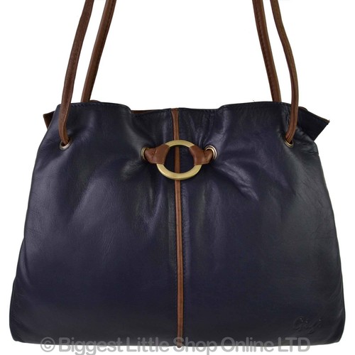 NEW Ladies Classic LEATHER TwoTone Shoulder HANDBAG GiGi OTHELLO Collection Navy