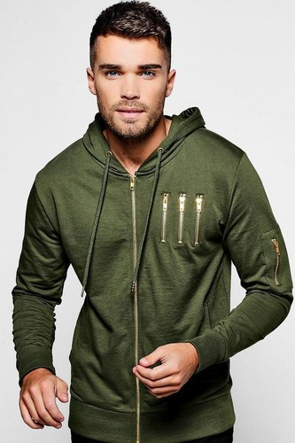 New Men/'s Designer Hoody Hooded Top Rouge Sleeves Gym Zip King Silk RRP £39.99