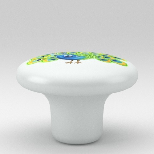 Cute Peacock Ceramic Knobs Pulls Kitchen Drawer Cabinet Vanity Closet 370 Pantry