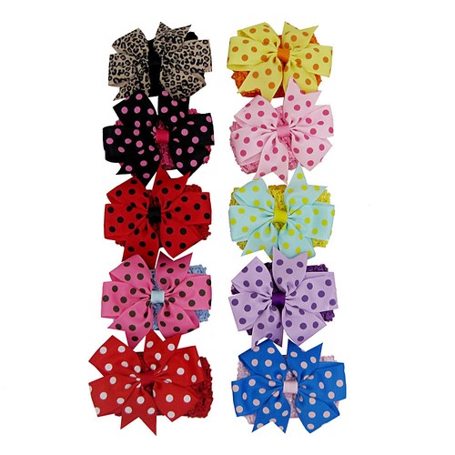 10PCS Infant Baby Girl Hairband Elastic Wave Point Bowknot Photography Headband