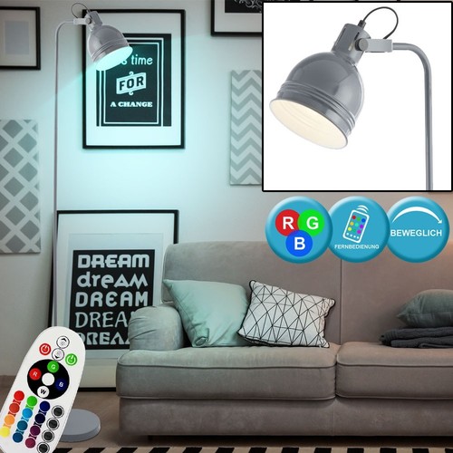 RGB LED Steh Lampe Gäste Zimmer Lese Stand Decken Fluter Leuchte FERNBEDIENUNG