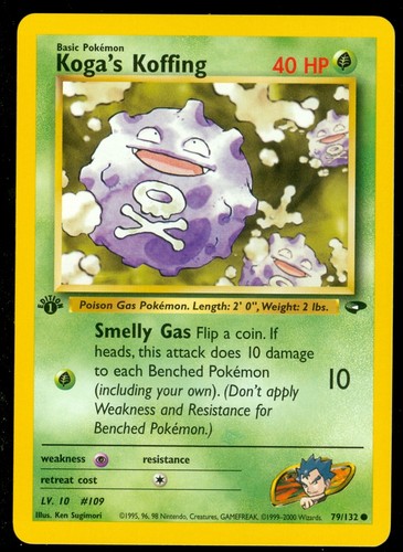 MINT Pokemon KOGA/'S KOFFING 79//132 1st Edition Gym Challenge
