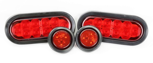 2 Red 6/" Oval 10 LED Trailer Stop//Turn//Tail Light 2 Red 2/" LED Marker Light