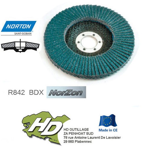 10 disques à lamelles Norton grain 80 R842 INOX//ACIER 125mm
