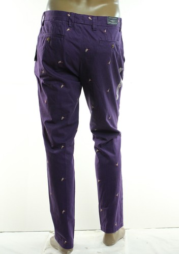 NEW TOMMY HILFIGER SLIMMEST FIT UNIVERSITY BLACKBERRY FLAT FRONT PANTS 35 x 32