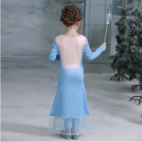 Girls Elsa Princess Dress Up Kids Cosplay Costume Fancy Party Dresses Coat Pants