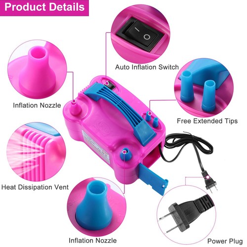 Electric Balloon Pump 600W Balloon Blower Inflator Dual Nozzle For Party Wedding