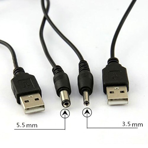 USB Port to 2.5 3.5 4.0 5.5mm 5V DC Barrel Jack Power Cable Cord Connector la