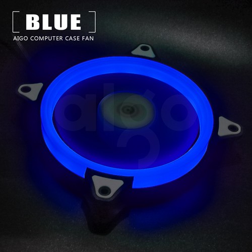 2PCS Aigo Blue Halo LED 120mm PC Computer Case Cooling Quite Clear Fan Mod