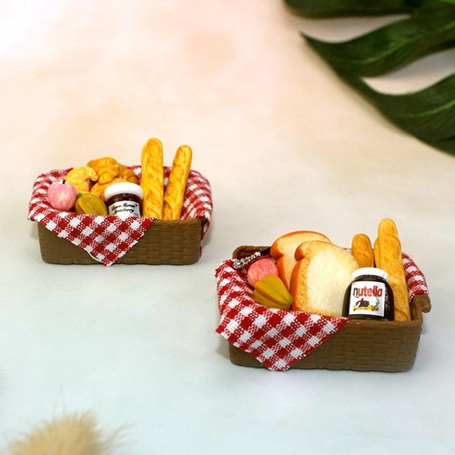 1//12 MINIATURE DOLL HOUSE TOAST FRUIT FOOD KITCHEN WITH BASKET MODEL TOY ALL