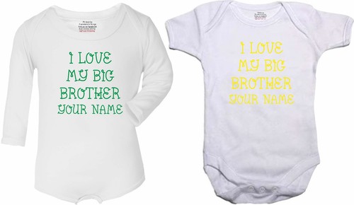 Baby vest PERSONALISED WITH NAME I LOVE MY BIG BROTHER FUNNY BABY VEST