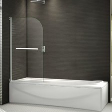 800x1400mm 180° Pivot Chrome Bath Shower Screen 5mm Tempered Glass Door Panel H