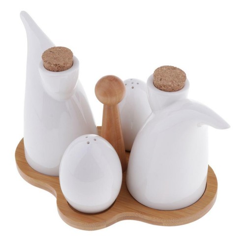5xSeasoning Spice Tool Kitchen Ceramic Cruet Spice Jar Shakers Set Container