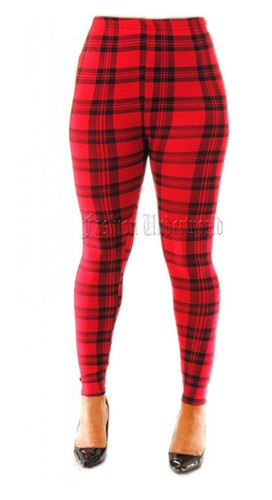 LADIES WOMENS GIRLS TARTAN CHECK LEGGINGS CHECK TROUSERS COLOURS SIZES AVAILABLE