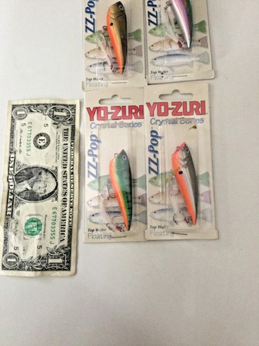 Yo Zuri Lures ZZ POP CRYSTAL SERIES FLOATING FISH LUEW BASS TROUT 4 LOT NIB