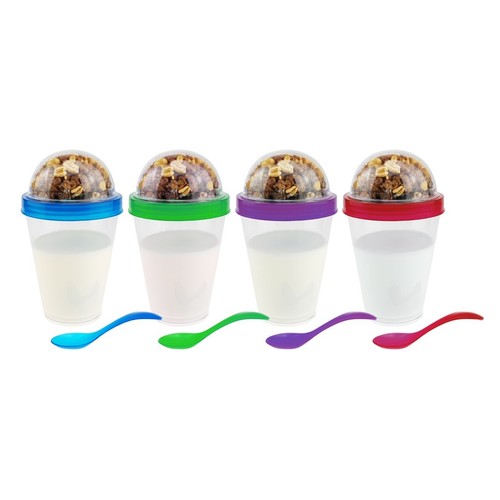 4er Set wellgro ® des Céréales Tasse To Go yaourts yaourt Gobelet des céréales tasse cuillère