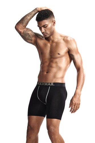 White Men Soft Breathable Long Leg Boxer Trunks Cotton Briefs Underwear M-2XL