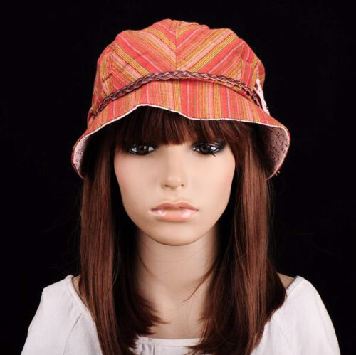 M253 Orange Mignon rayures /& fleurs coton chapeau de soleil bord casquette NEWSBOY automne Lady Neuf avec étiquettes