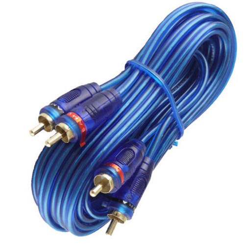 15 Ft 2 Ch Blue Twisted Shielded Car Amp RCA Jack Cables Interconnect 15 Foot
