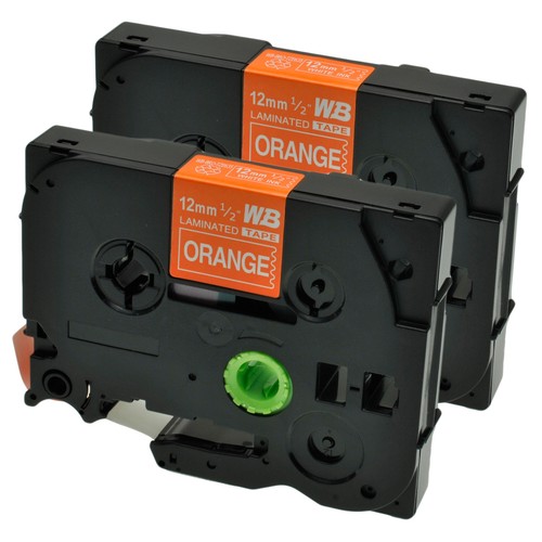 2 Schriftbänder kompatibel zu Brother P-Touch TZE-635 8m//12mm Weiß auf Orange