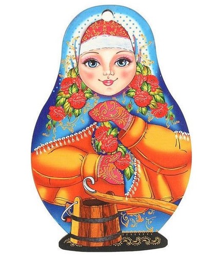 11.5x7.5/" Wooden Cutting Board with Nesting Doll Print Matryoshka Russian Doll