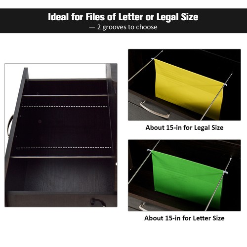 2-Drawer Lateral File Cabinet w//Adjustable Pole Legal//Letter Size File Espresso