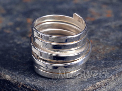Silberring Wickelring Glatt Breit Elastisch Draht Ring Silber 925 Verstellbar