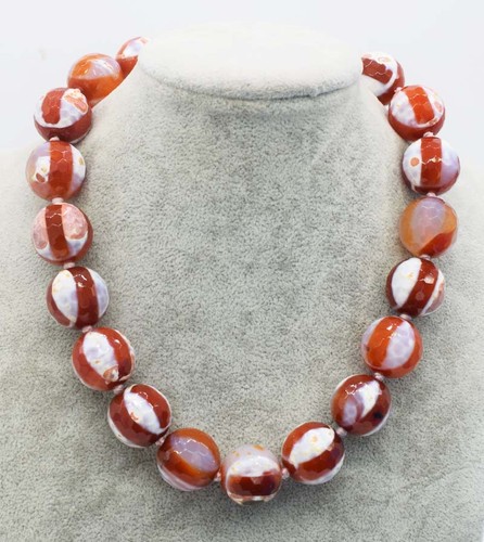 red line agate round faceted 20mm necklace 17/" nature wholesale beads