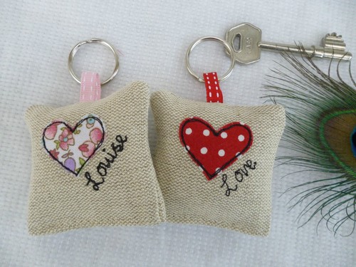Handmade Lavender Keyring Choice of colour /& Name Heart Love Anniversary Gift