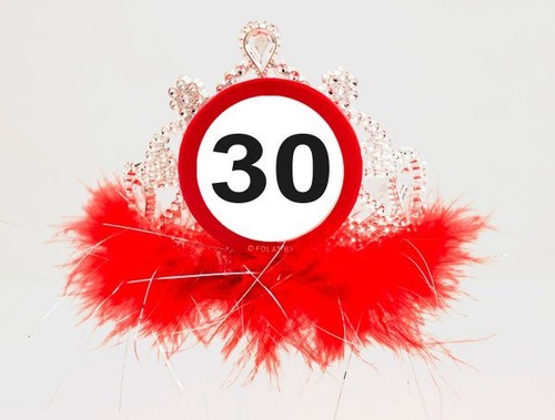 Tiara Traffic Stop Sign Birthday Tiara with Red Feathers Various Ages
