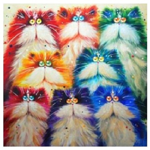 UK Color Cat Full Drill DIY 5D Diamond Painting Embroidery Cross Crafts Kit QW