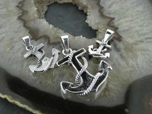 Old School Silver Chain Pendant Anchor Anchor Rope Anchor 925er Silver 3 Sizes