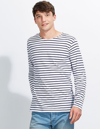Herren Longsleeve Striped T-Shirt Marine gestreiftSOLs