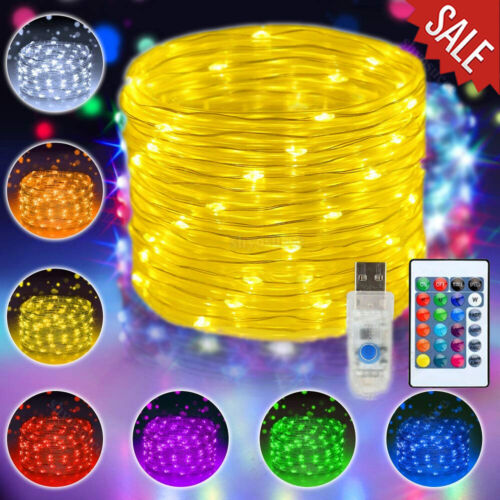 10M 20M 100 200 LED RGB Fairy String Lights Rope Tube Xams Party Solar USB Lamp