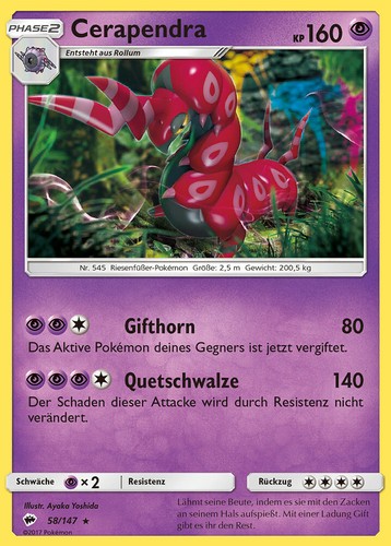 Nacht in Flammen Pokemon Sonne und Mond 58//147 Cerapendra