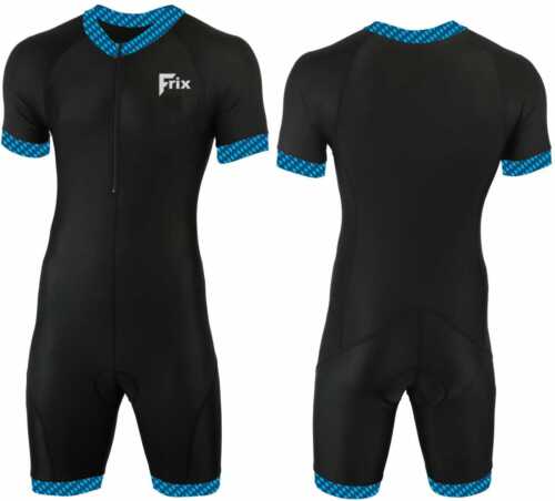 Mens Cycling Skinsuit Bicycling Short Sleeves Padded One Piece Biking Triathlon